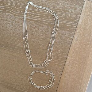 Elegant Silver Necklace and Bracelet Set